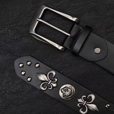 【9/5新作】Silver Attachment Cross Design Basic Belt  HL3201