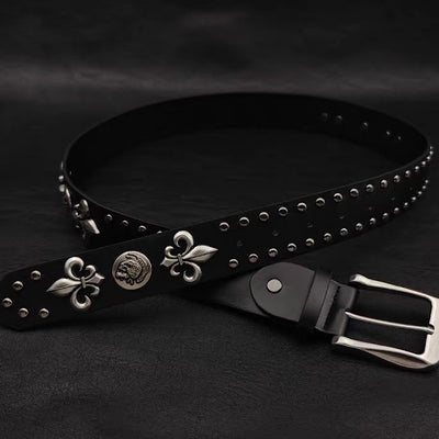 【9/5新作】Silver Attachment Cross Design Basic Belt  HL3201