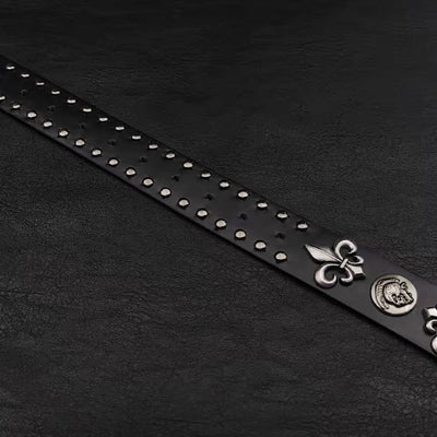 【9/5新作】Silver Attachment Cross Design Basic Belt  HL3201