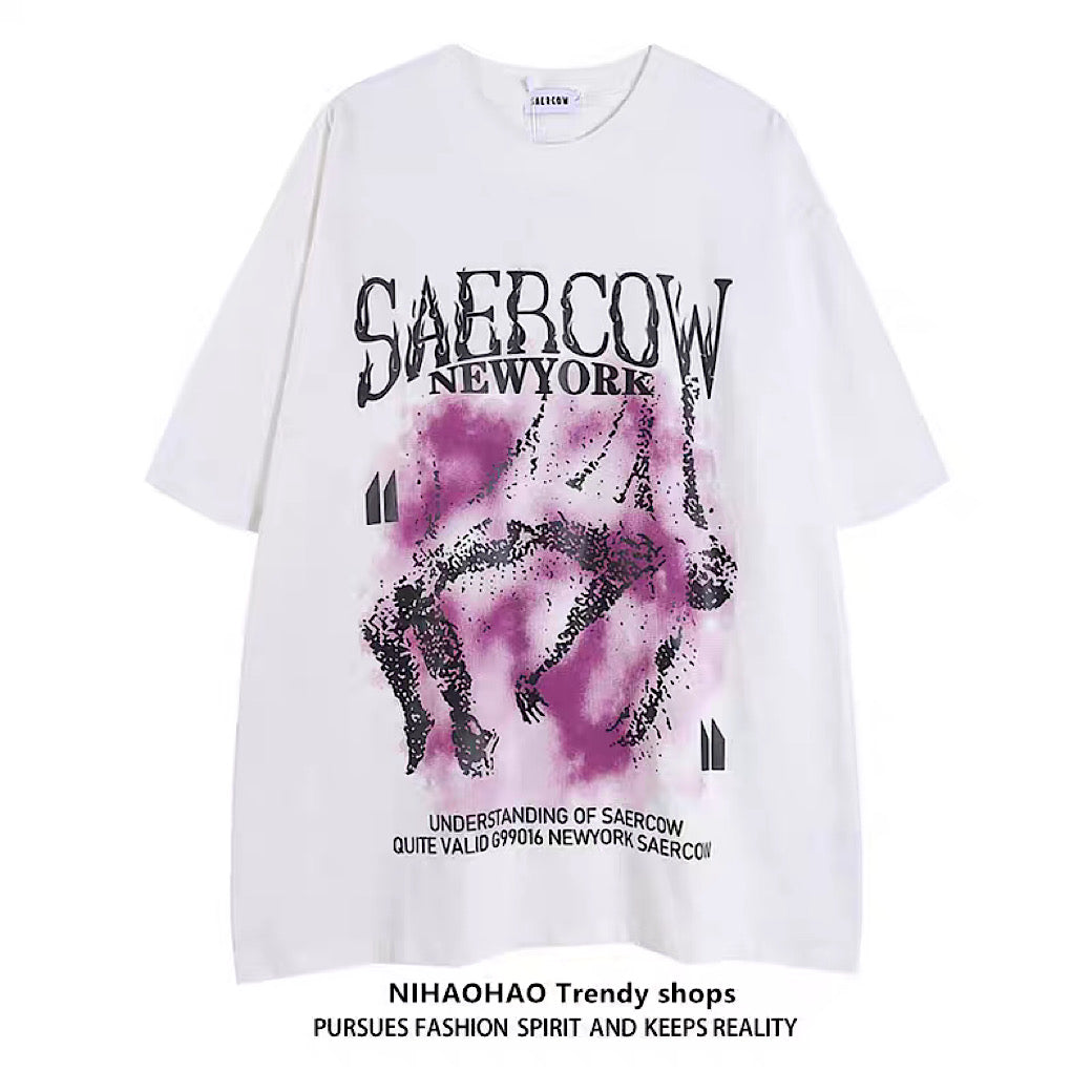 [NIHAOHAO] Out-of-body darkness design worm short sleeve T-shirt NH0103