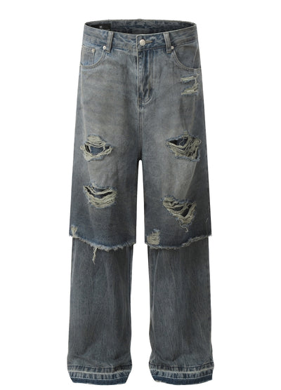 【MAXDSTR】Layered style vintage blue denim pants  MD0189