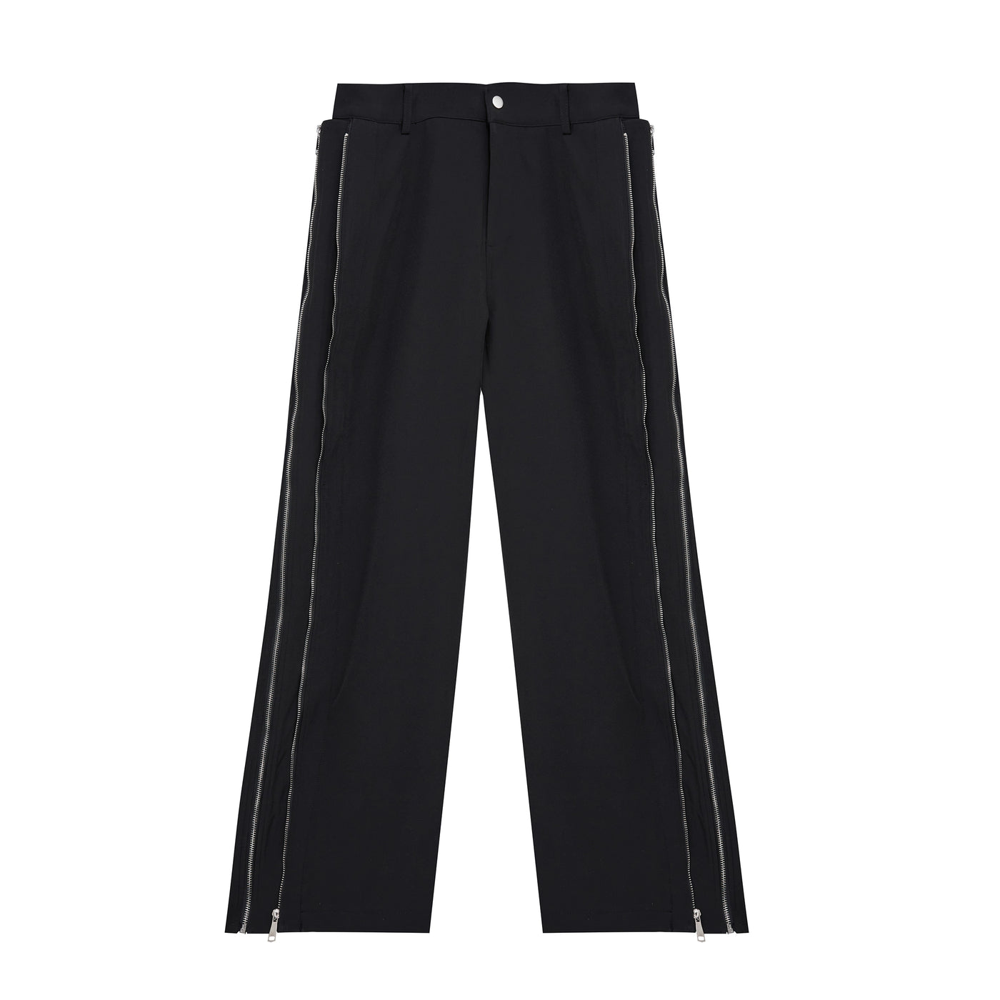 [Culture E] Side zipper full metal design black pants CE0110