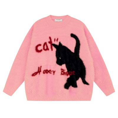 [Take off] Catboy Illustration Casual Hoover Knit Sweater TO0021