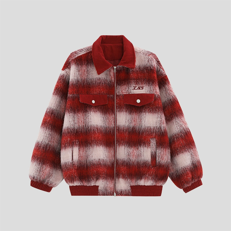 【INS】Regular check border design color jacket outerwear  IN0034