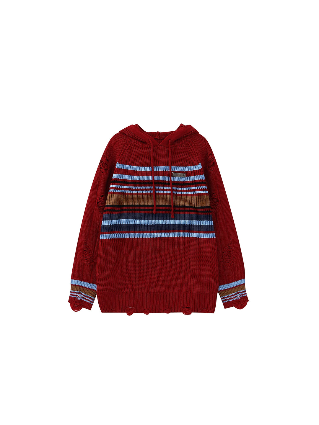 TR BRUSHSHIFT] Multiple line over mid-damage knit hoodie