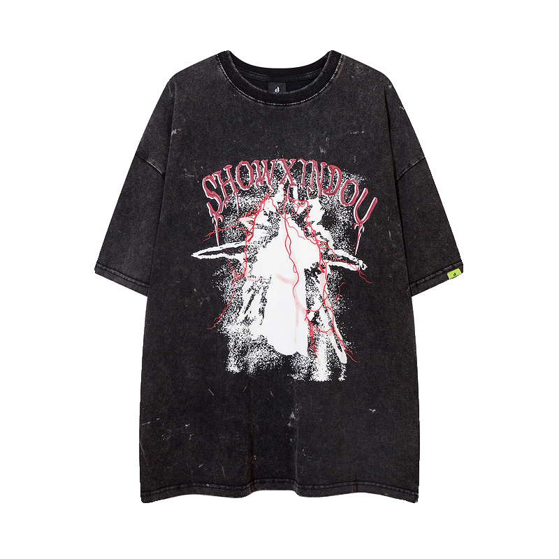 【NIHAOHAO】Grunge style front design short sleeve T-shirt  NH0118