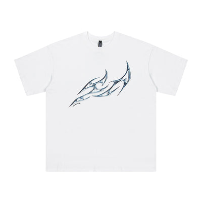 [CEDY] Silver logo design one point print short sleeve T-shirt CD0046