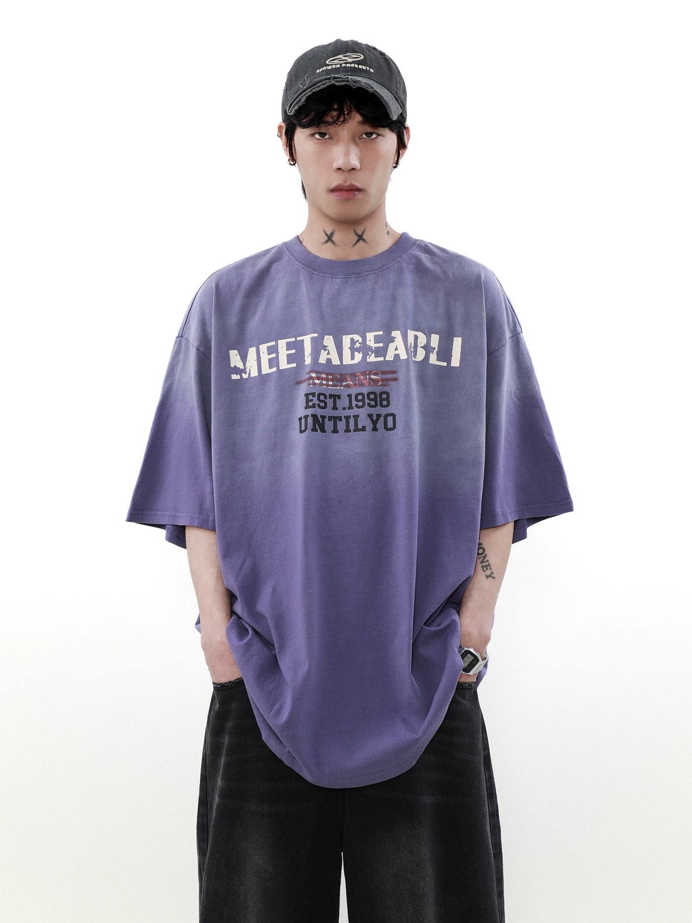 [MR nearly] retro washed gradient half sleeved t-shirt MR0082