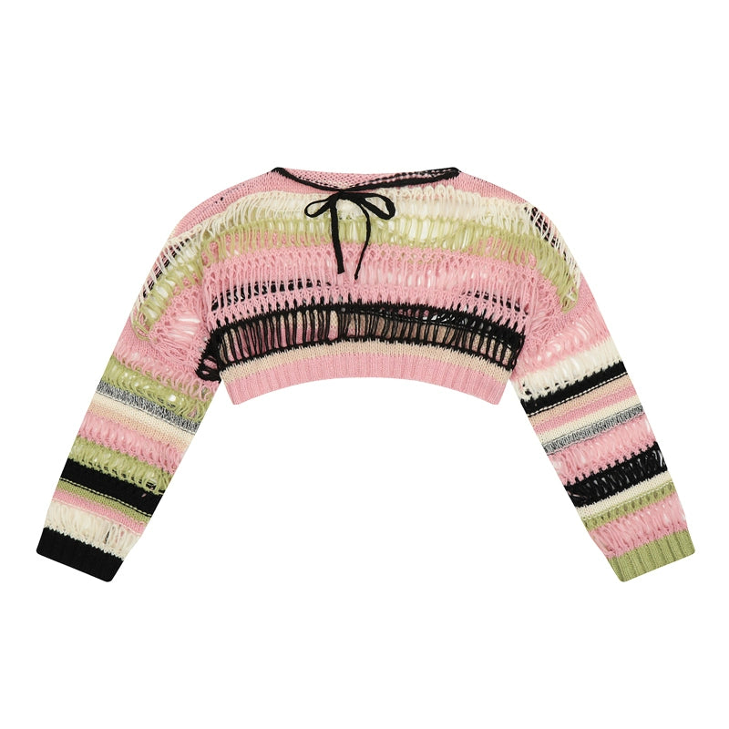 【Rayohopp】Transparent pastel color shearling sleeve sweater  RH0057