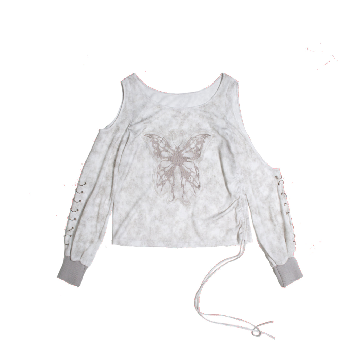 [ARIADNAw]Partial lack type butterfly design string T-shirt AD0004