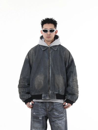 【Blacklists】Mid-wash volume silhouette short-length denim jacket  BL0029