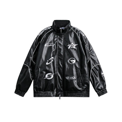 【YOBOPA】Leather Monochrome Design Cube Silhouette Jacket  YP0003