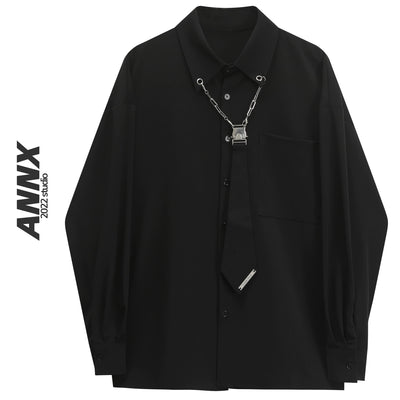 【ANNX】Short tie set chain mail simple shirt  AN0003