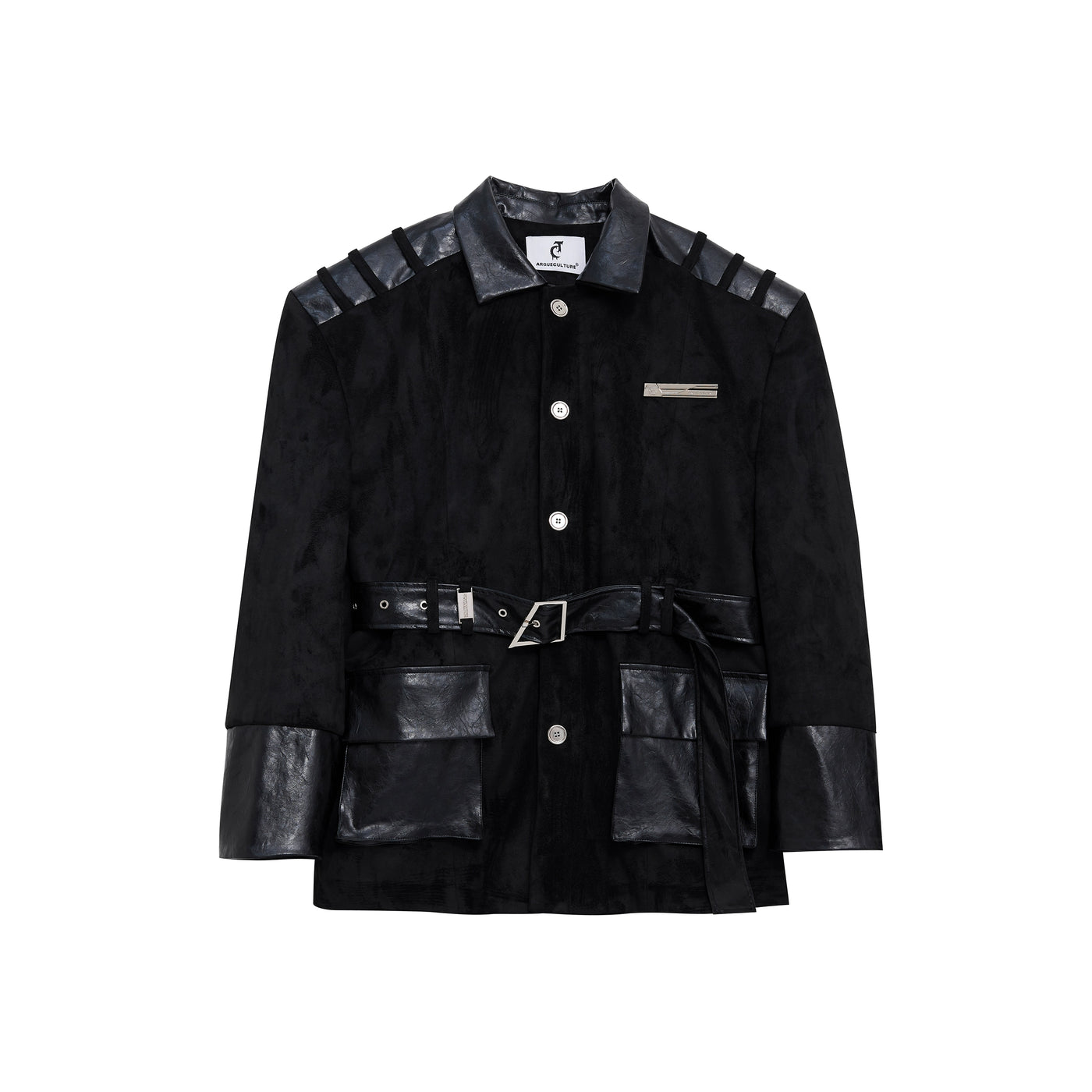 【Culture E】Shoulder point leather tight silhouette mode jacket  CE0108