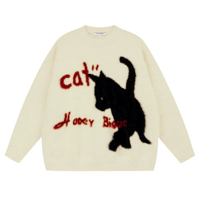 【Take off】Catboy Illustration Casualment Hoover Knit Sweater  TO0021