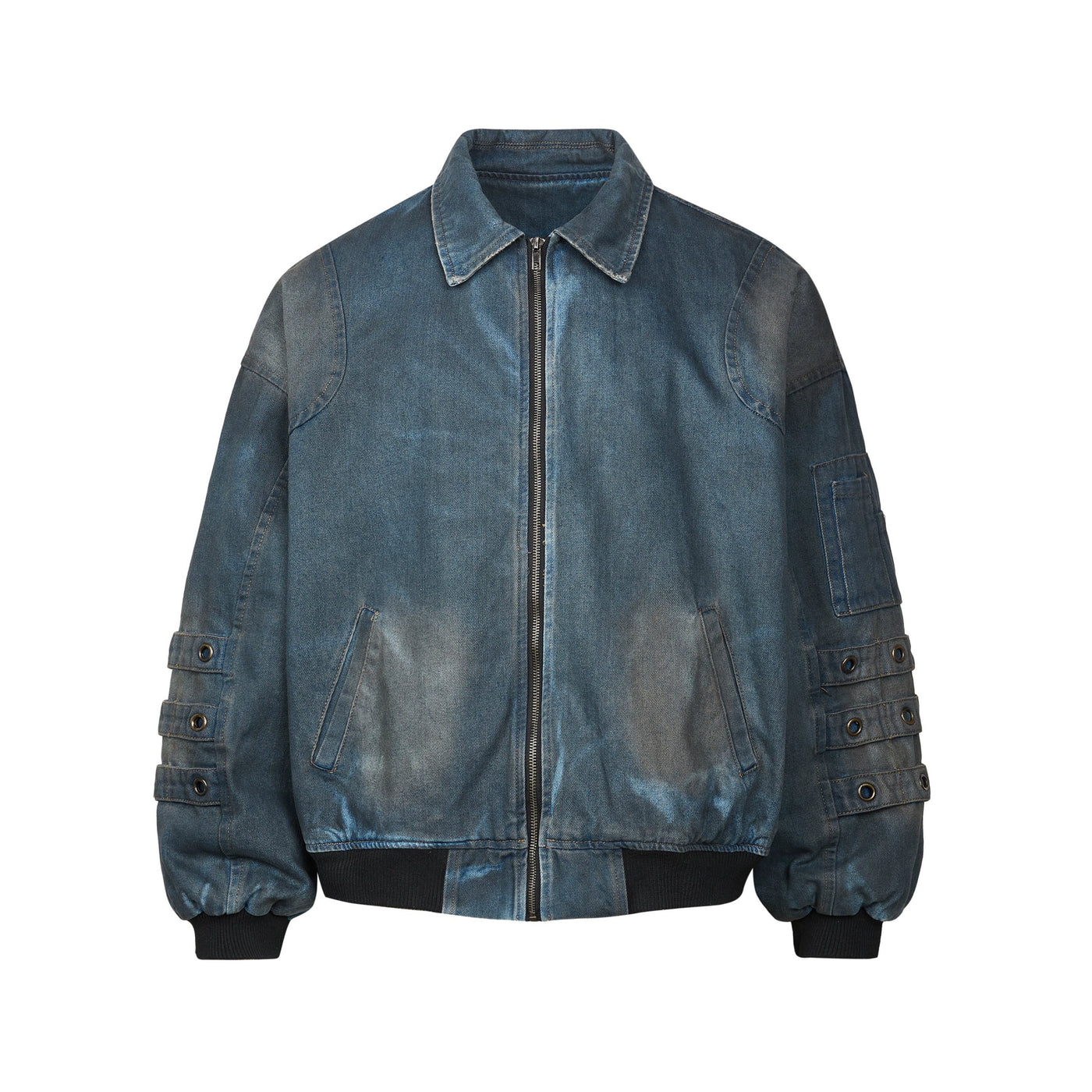 【Blacklists】Mid-wash volume silhouette short-length denim jacket  BL0029