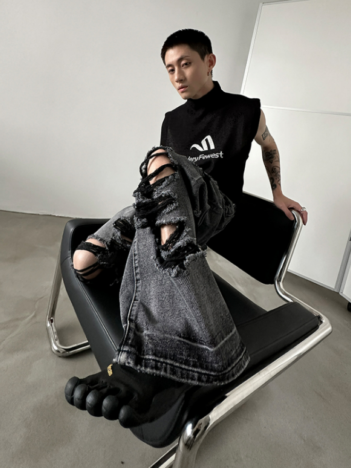 Very Fewest】Distressed washed wide denim jeans VF0001 – HI-LANDER