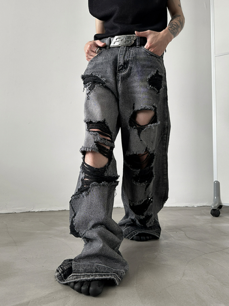 Very Fewest】Distressed washed wide denim jeans VF0001 – HI-LANDER