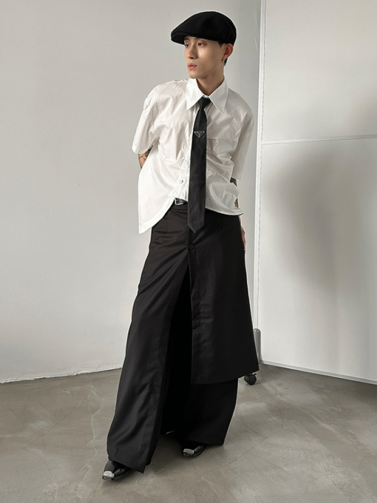 [Very Fewest] Layered asymmetric design wide pants VF0003
