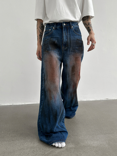 【Very Fewest】Distressed blue wide jeans  VF0005