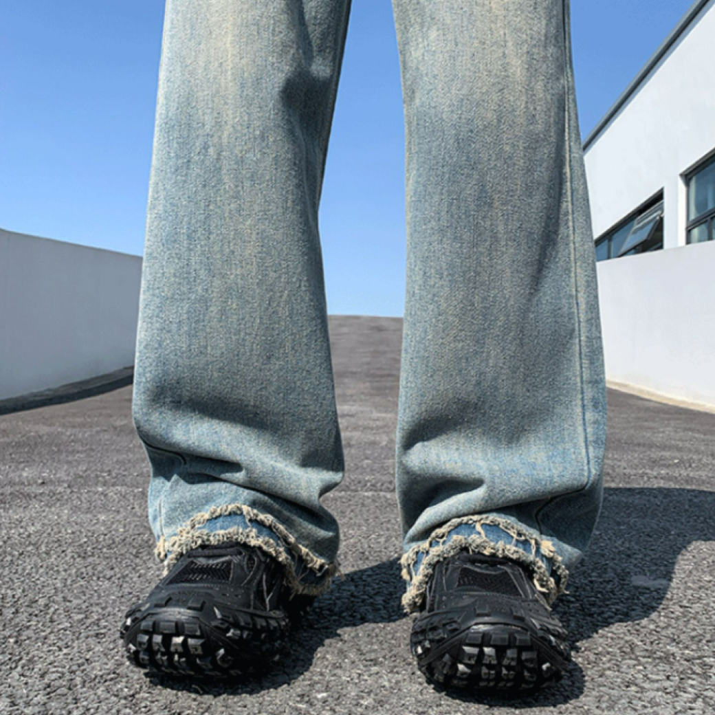 [CEAROCOW] Raw edge straight denim jeans CO0003
