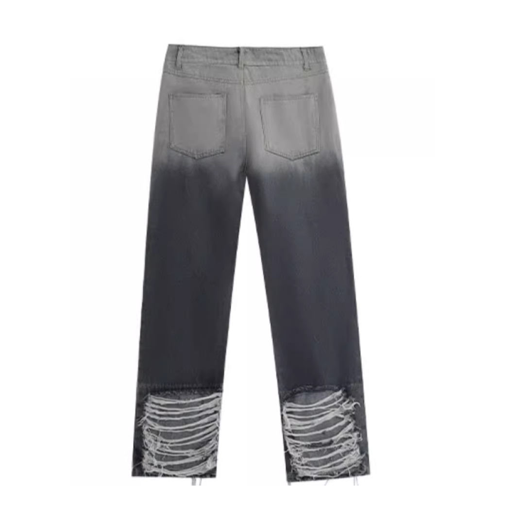 Distressed Embroid 【TR BRUSHSHIFT】Distressed embroidery design loose denim jeans TB0002 ...
