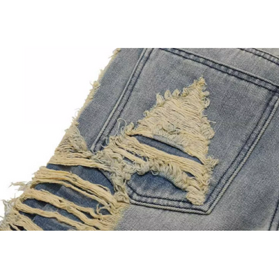 [TR BRUSHSHIFT] Washed blue ripped denim jeans TB0005