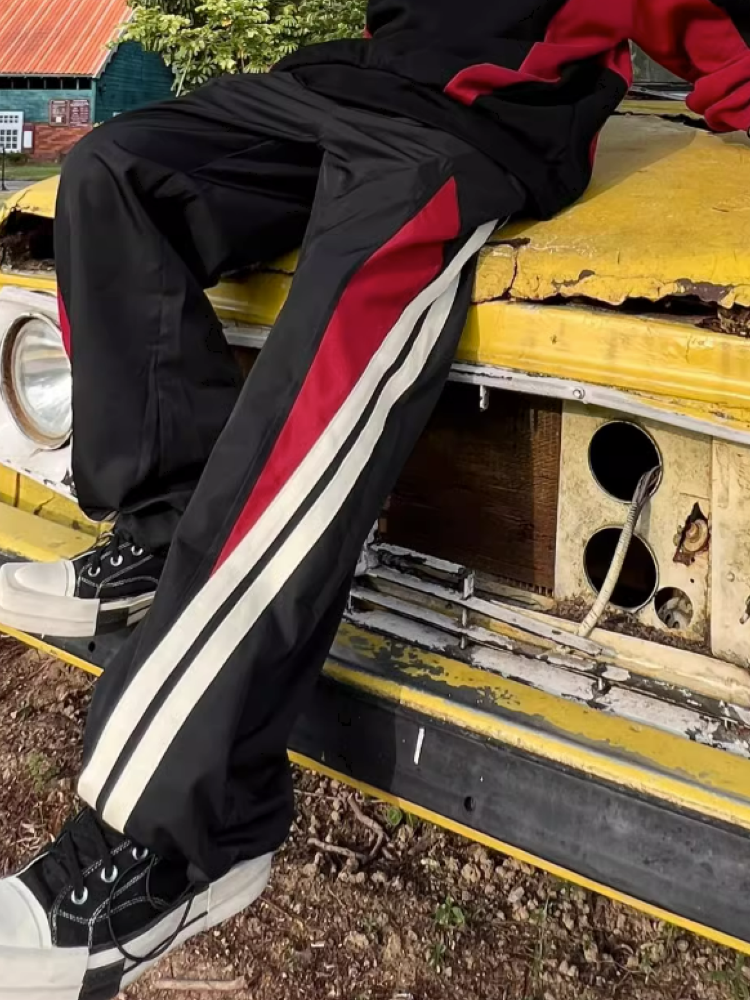 【TR BRUSHSHIFT】Retro stripe stitch casual drawstring pants  TB0006