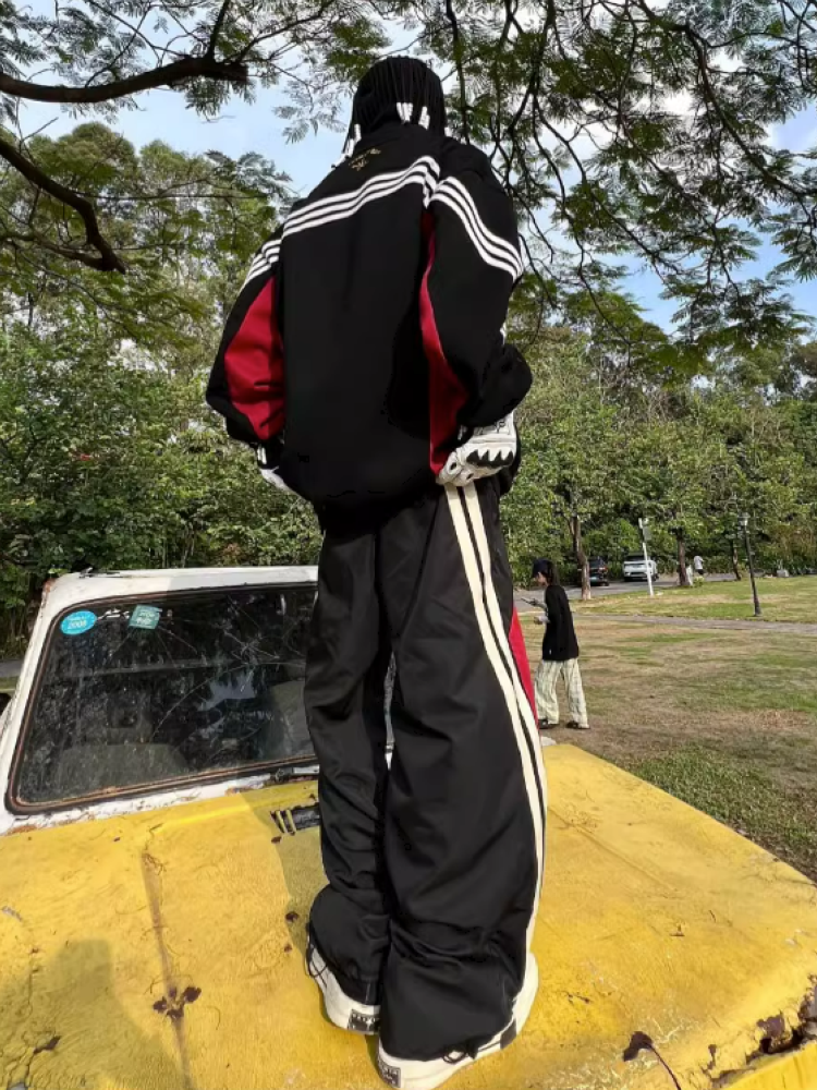 【TR BRUSHSHIFT】Retro stripe stitch casual drawstring pants  TB0006
