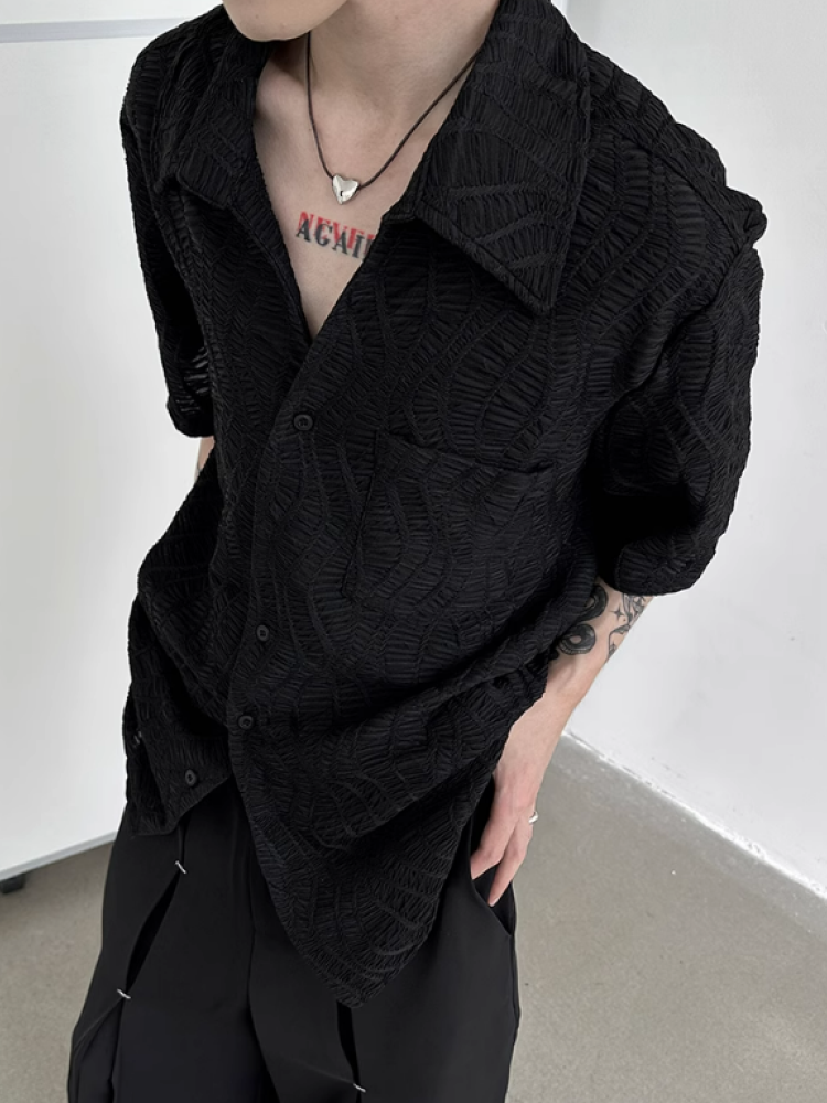 【Very Fewest】Unique texture pattern loose lazy shirt VF0013