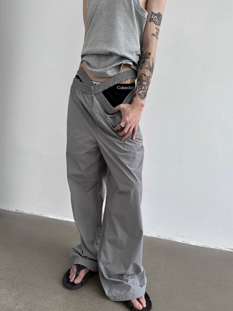 [Very Fewest] Cross waist rubber quick-drying wide pants VF0019