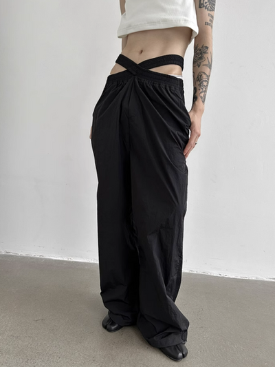 [Very Fewest] Cross waist rubber quick-drying wide pants VF0019