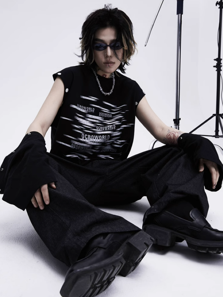 0-croworld】Removable sleeve loose T-shirt CR0033 – HI-LANDER