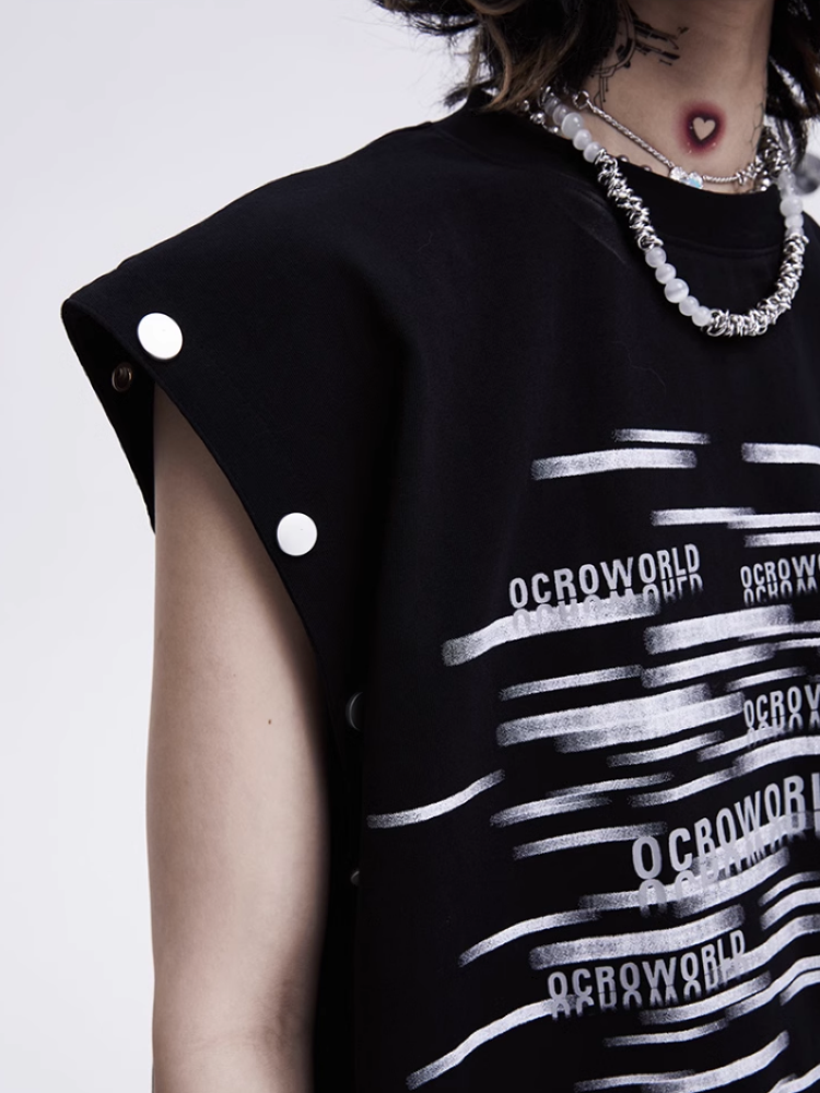 0-croworld】Removable sleeve loose T-shirt CR0033 – HI-LANDER