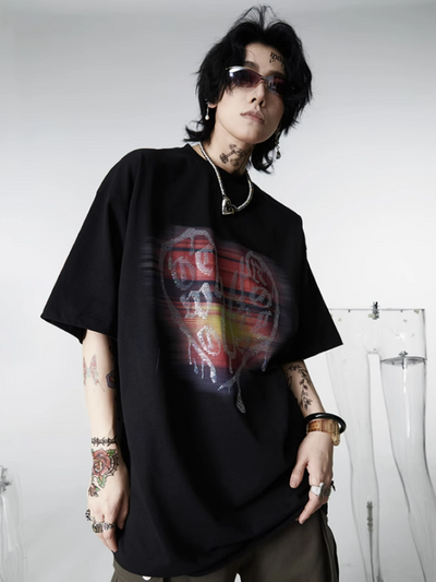 [0-croworld] Sunset print short sleeve T-shirt CR0034