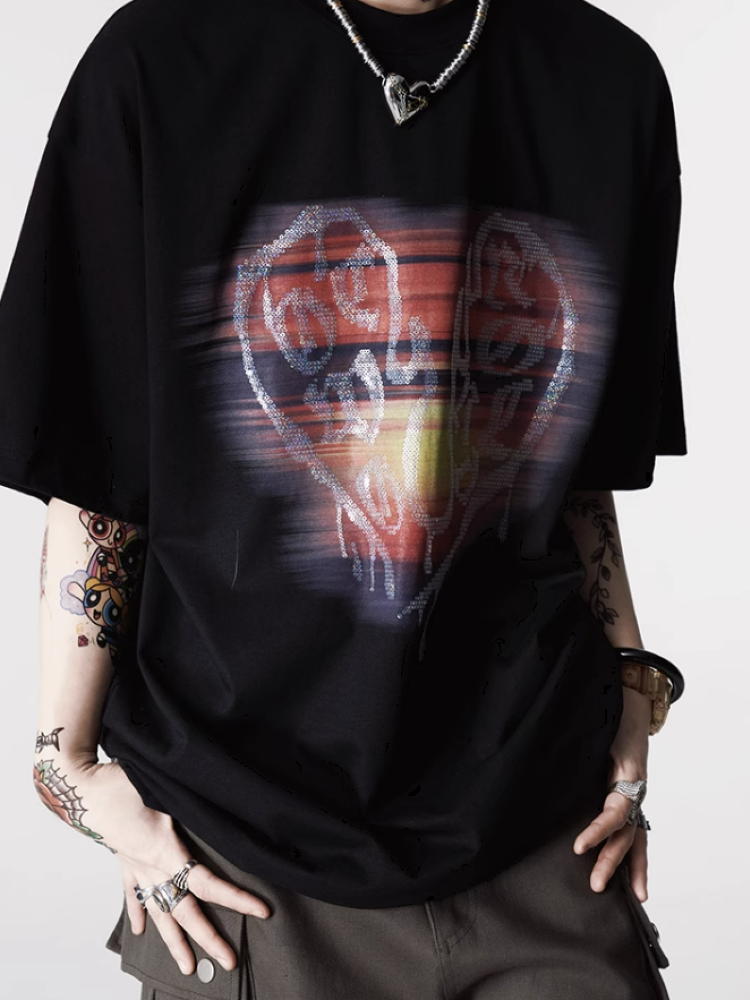 [0-croworld] Sunset print short sleeve T-shirt CR0034