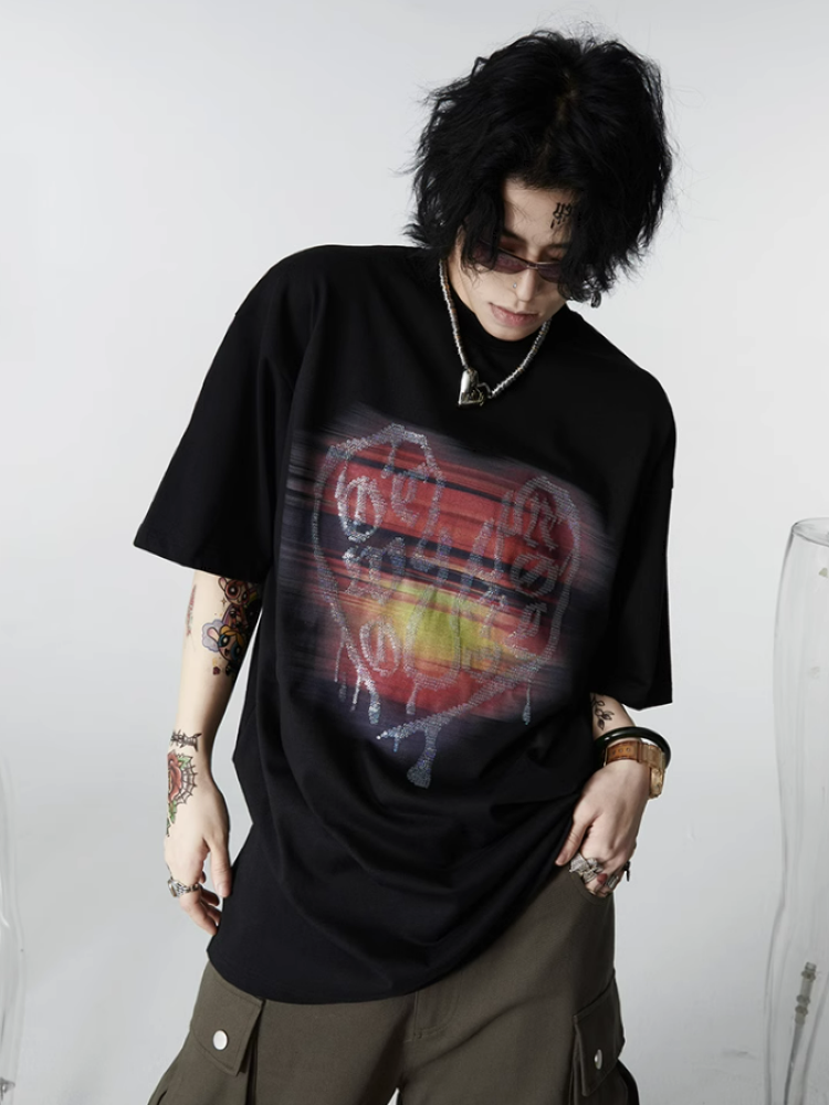 [0-croworld] Sunset print short sleeve T-shirt CR0034