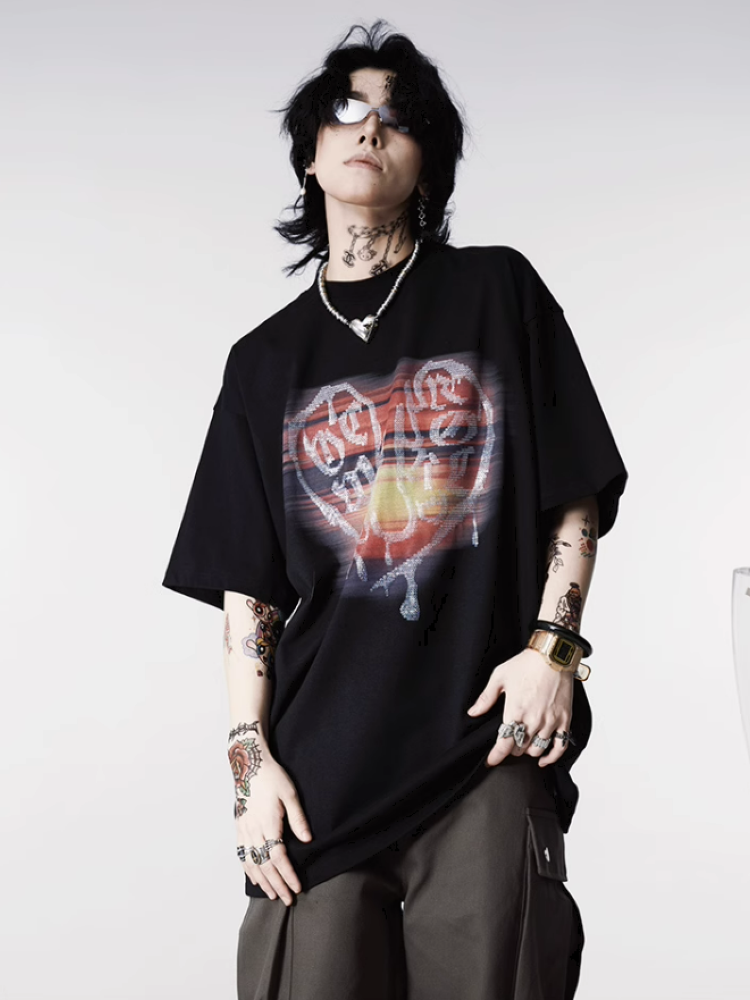 [0-croworld] Sunset print short sleeve T-shirt CR0034
