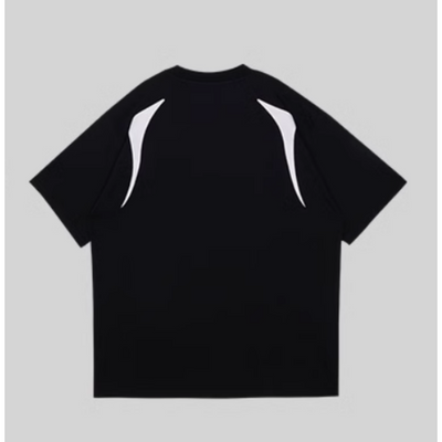 【0-croworld】Reflective print contrast color short-sleeved T-shirt CR0035