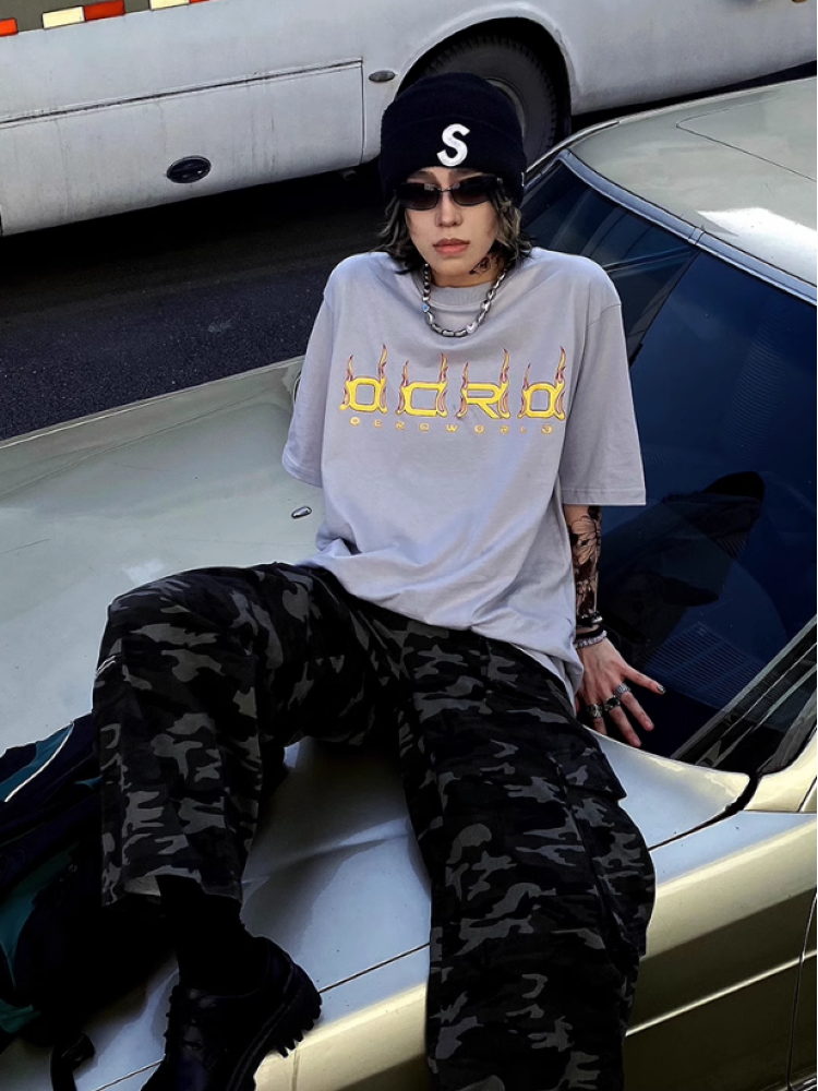 【0-croworld】Camouflage pattern tooling design casual pants CR0038