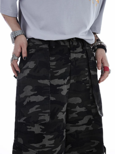 【0-croworld】Camouflage pattern tooling design casual pants CR0038
