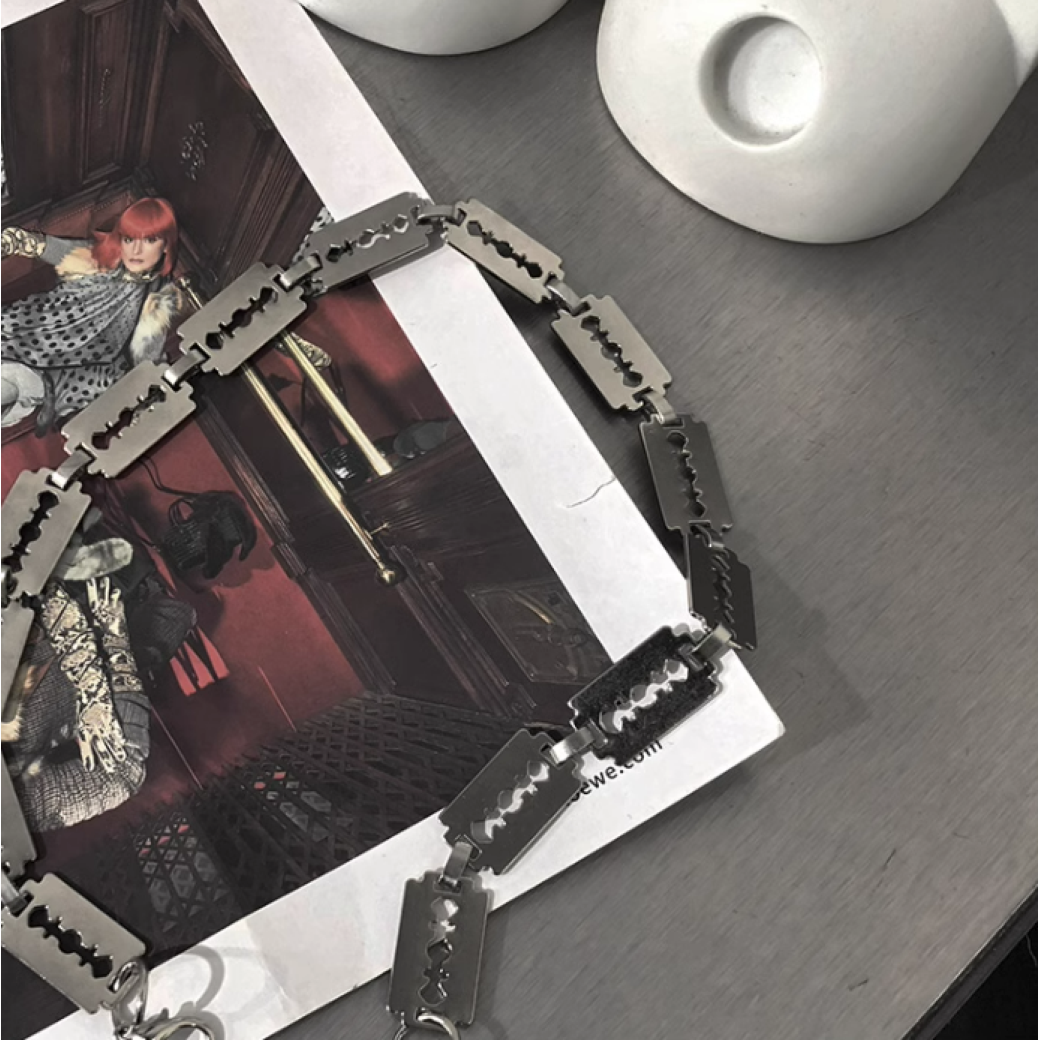 【0-croworld】Silver plate design chain necklace  CR0040