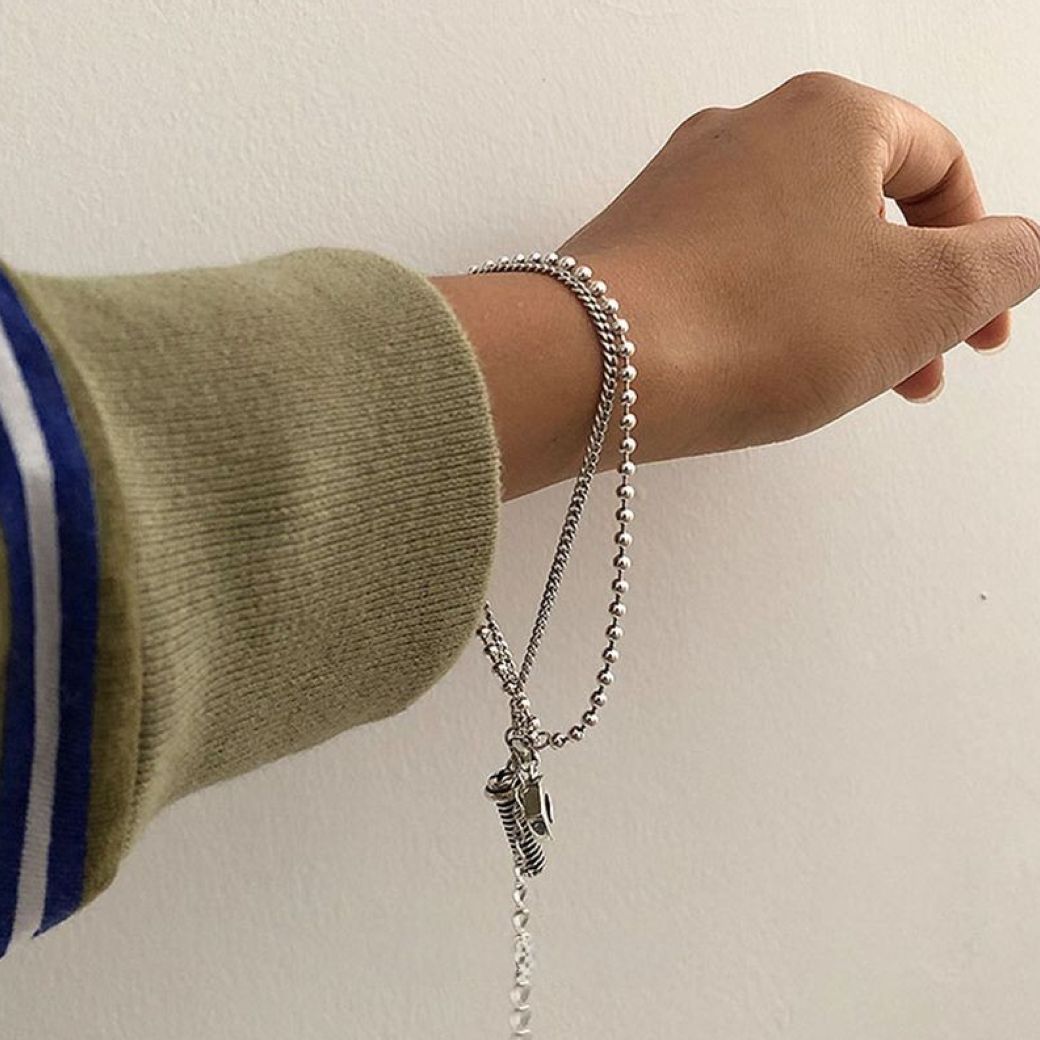【DARKBOX】S925 sterling silver rivet nut necklace bracelet 2 ways  DB0023