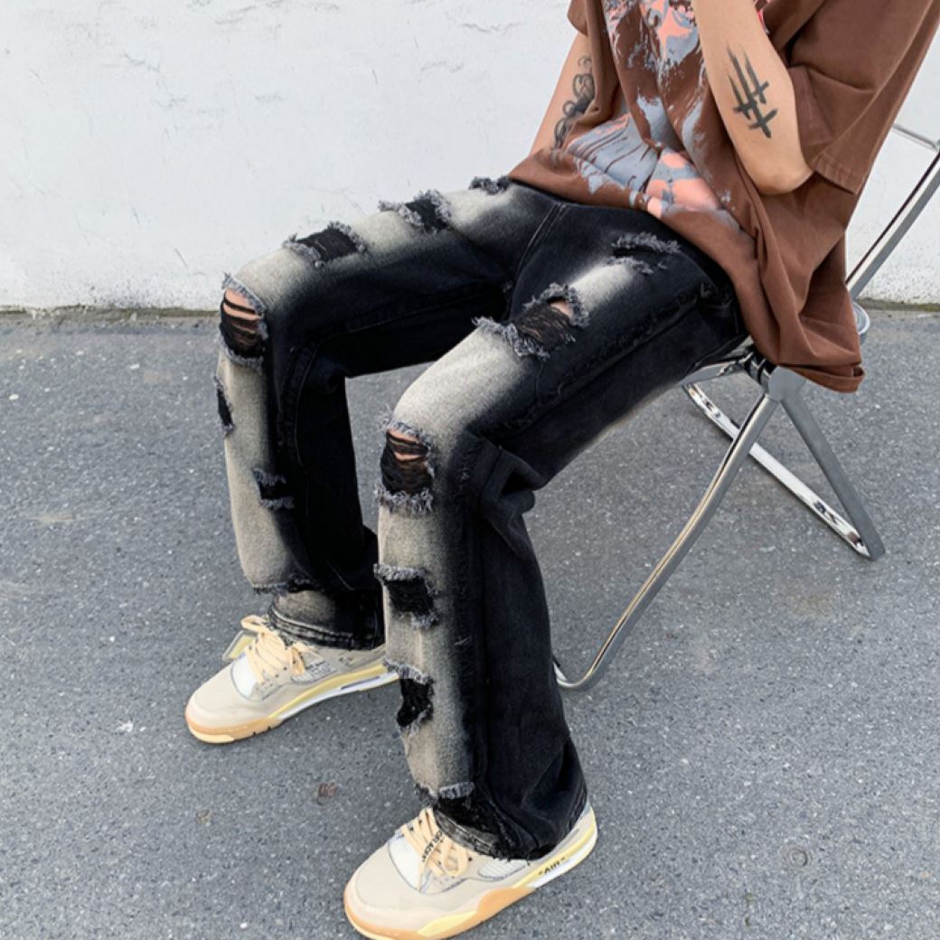 【CEAROCOW】Ripped washed denim jeans 2 colors  CO0007