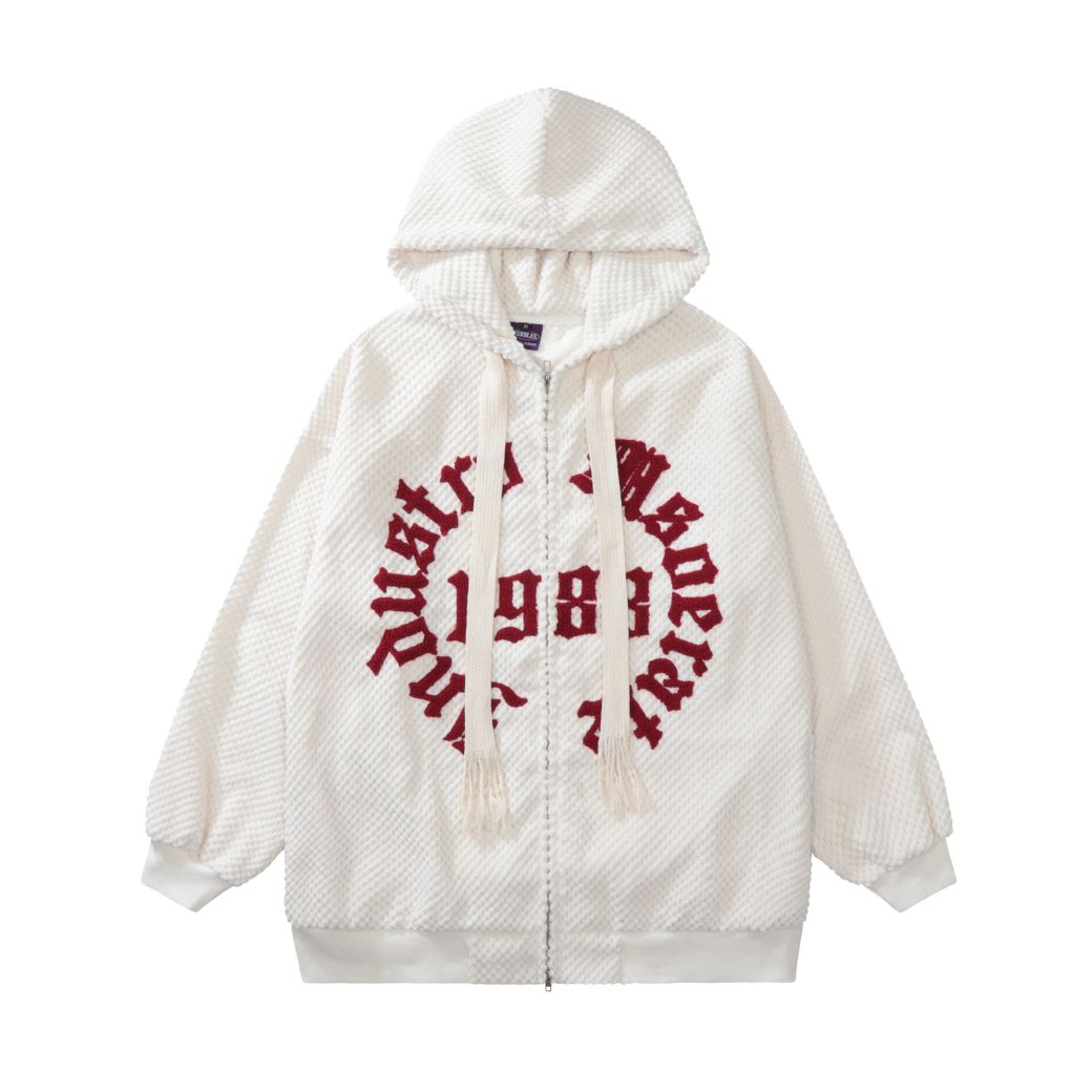 【Take off】Letter embroidery full zip hoodie  TO0001