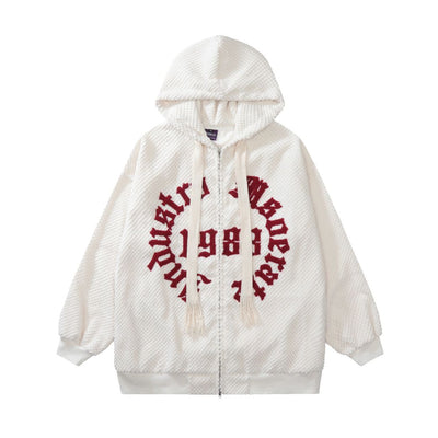 [Take off] Letter embroidery full zip hoodie TO0001