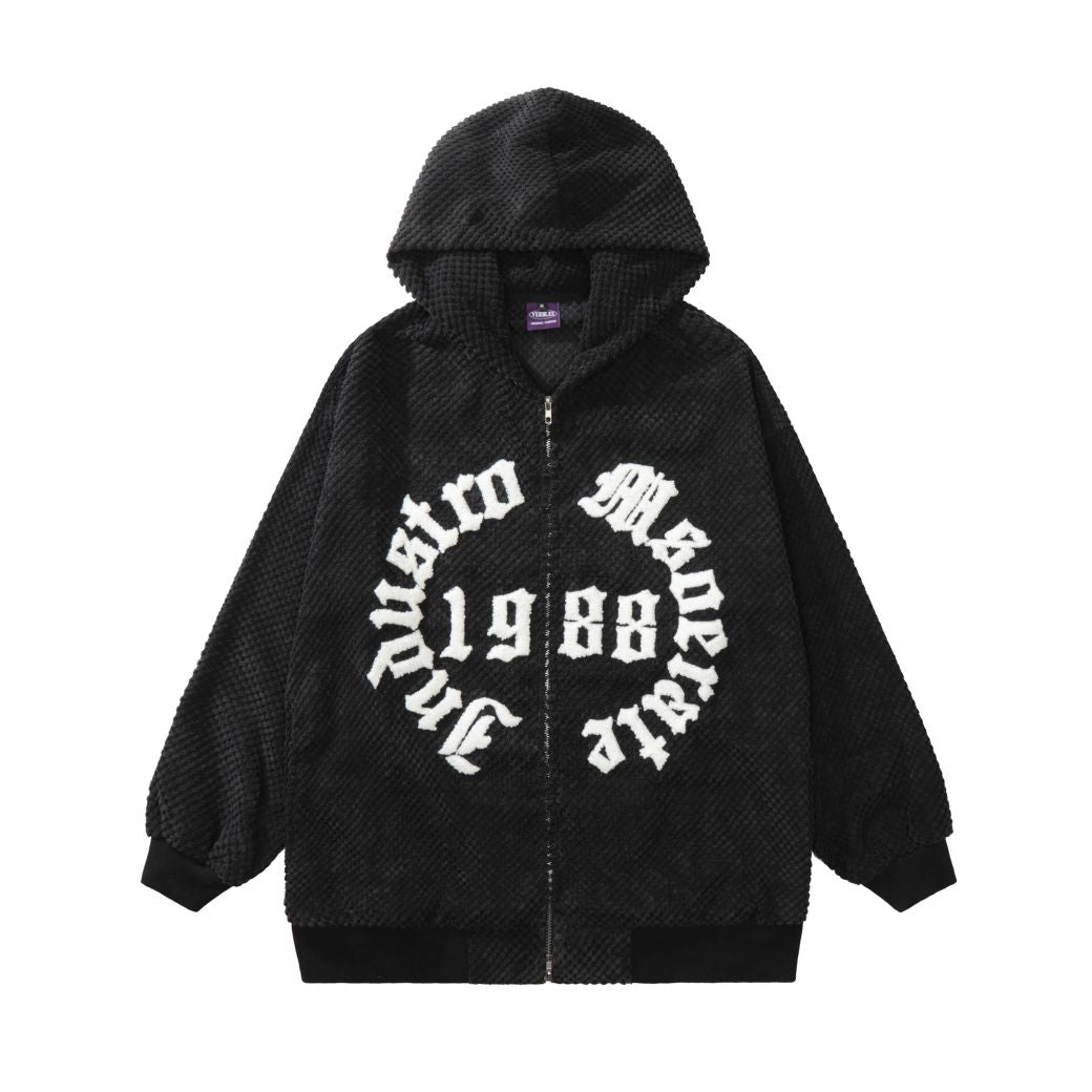 【Take off】Letter embroidery full zip hoodie  TO0001
