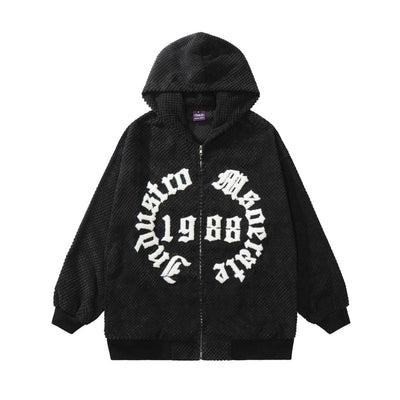 [Take off] Letter embroidery full zip hoodie TO0001