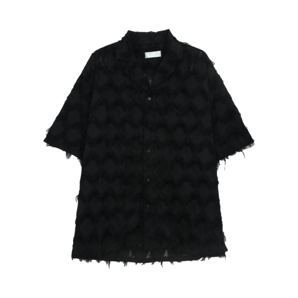 【CUIBUJU】Edge design drape short sleeve shirt  CB0003