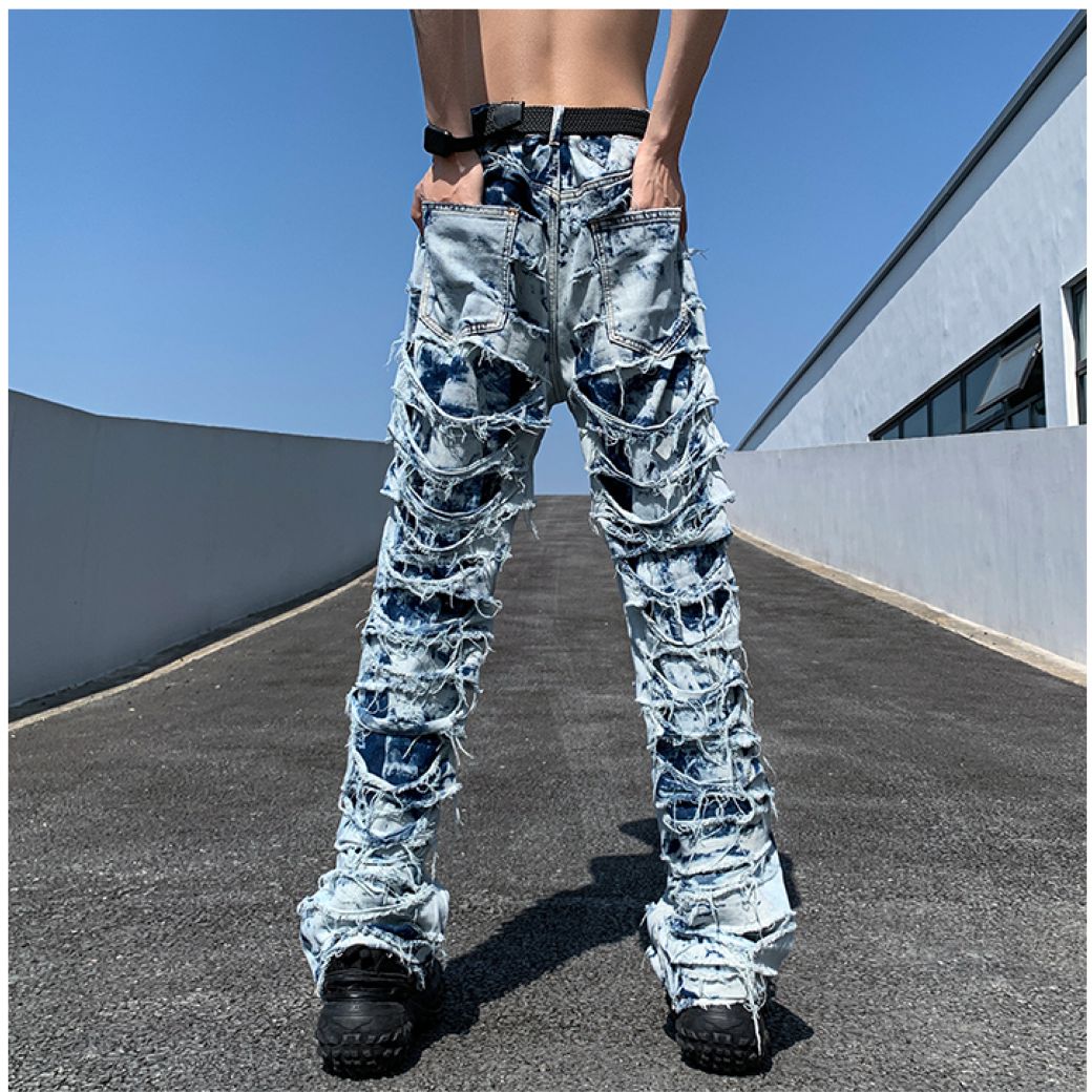 [CEAROCOW] Distressed raw edge denim jeans CO0001